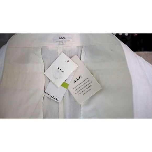 A.L.C. Women's Sz 14 Ecru Off-White Tommy Straight-Leg High-Waisted Pants $450 - Picture 3 of 9